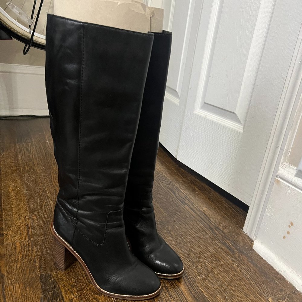 Madewell Black leather knee high boots Size 7